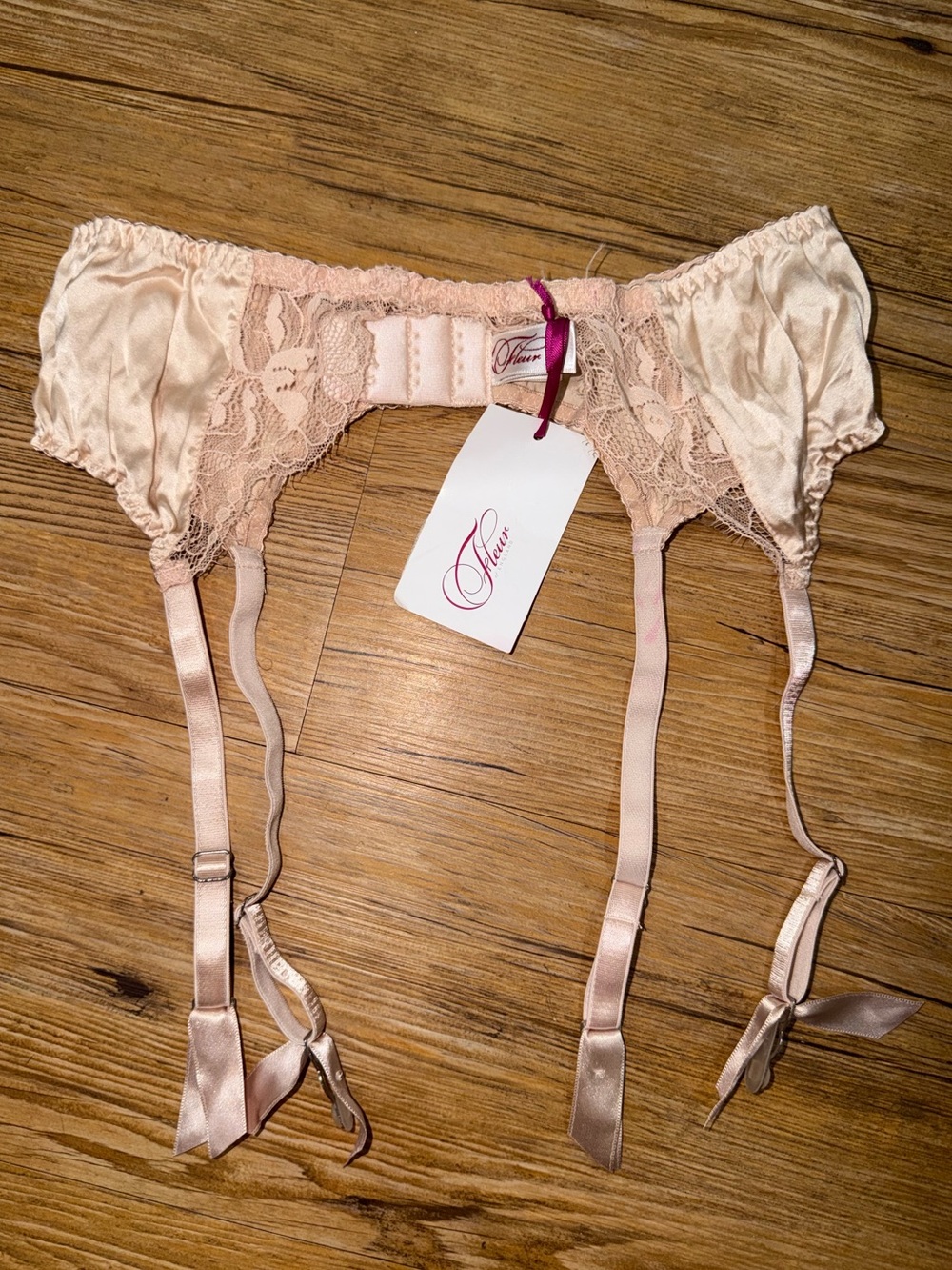 Pale Pink Lace & Satin Garter Belt